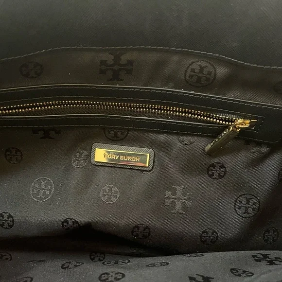 Tory Burch Black Woven Gold Hardware Tote - Picture 13 of 14